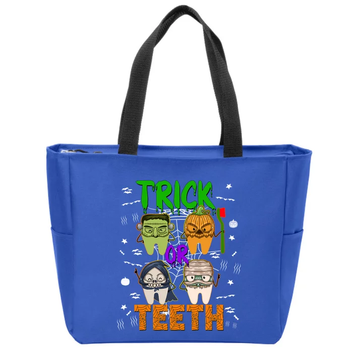 Dental Trick Or Teeth Dentist Coworkers Group Matching Meaningful Gift Zip Tote Bag