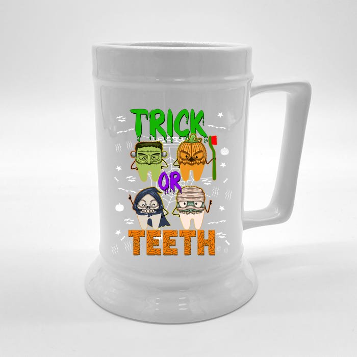 Dental Trick Or Teeth Dentist Coworkers Group Matching Meaningful Gift Front & Back Beer Stein