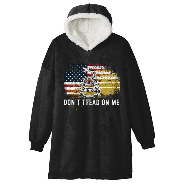 Dont Tread On Me USA Flag Rights Fight Hooded Wearable Blanket