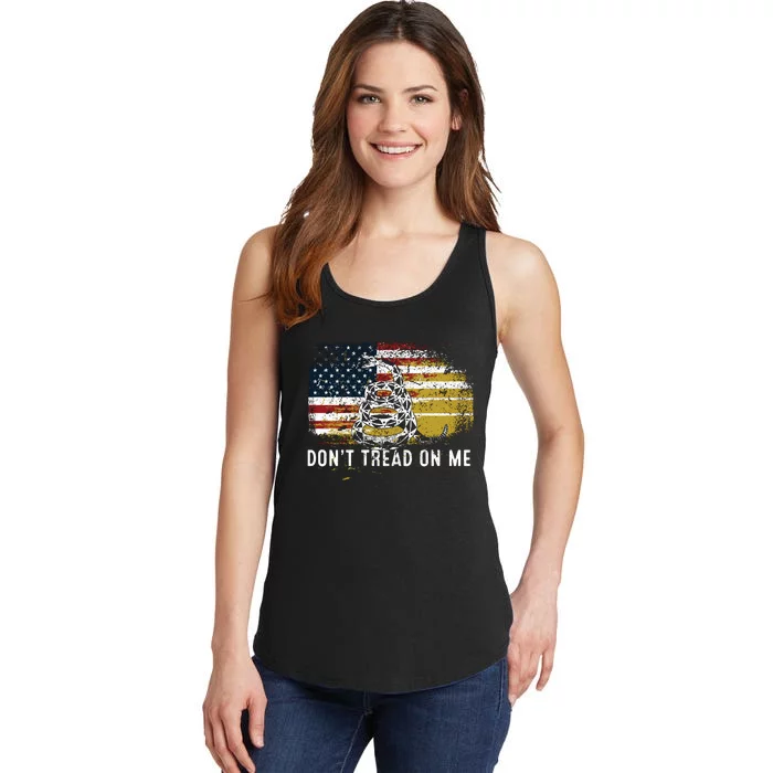 Dont Tread On Me USA Flag Rights Fight Ladies Essential Tank