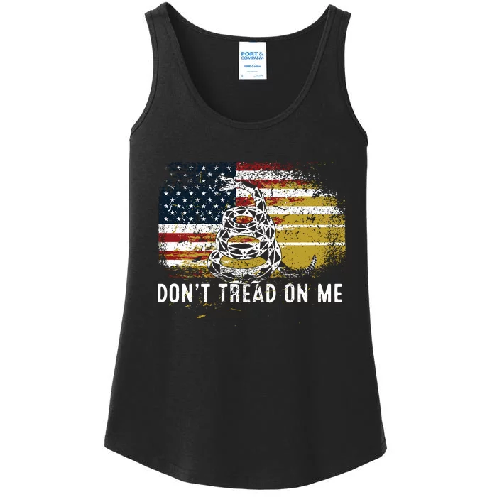 Dont Tread On Me USA Flag Rights Fight Ladies Essential Tank