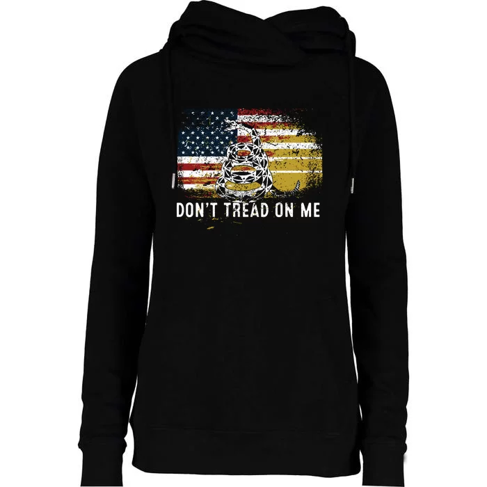 Dont Tread On Me USA Flag Rights Fight Womens Funnel Neck Pullover Hood