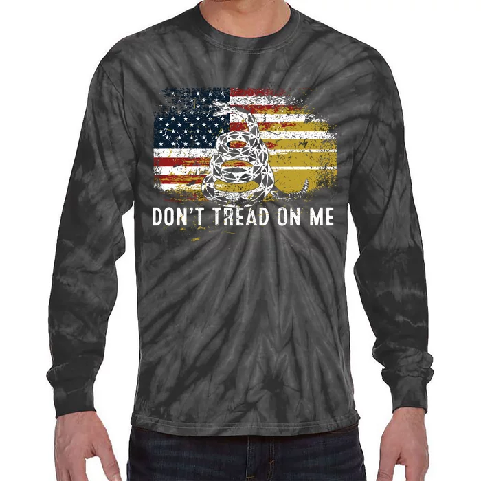 Dont Tread On Me USA Flag Rights Fight Tie-Dye Long Sleeve Shirt