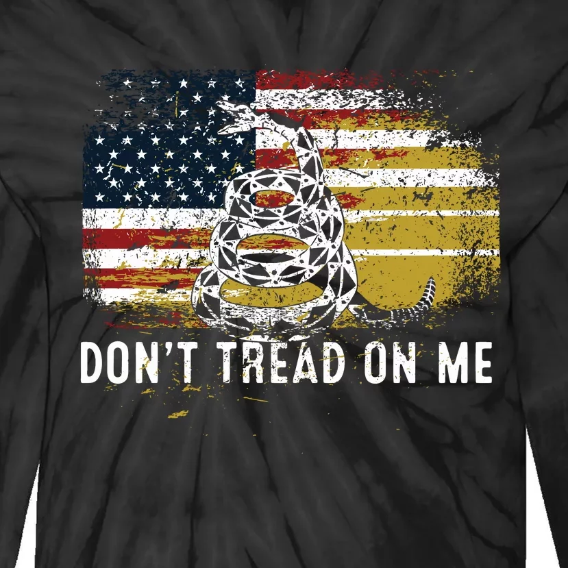 Dont Tread On Me USA Flag Rights Fight Tie-Dye Long Sleeve Shirt