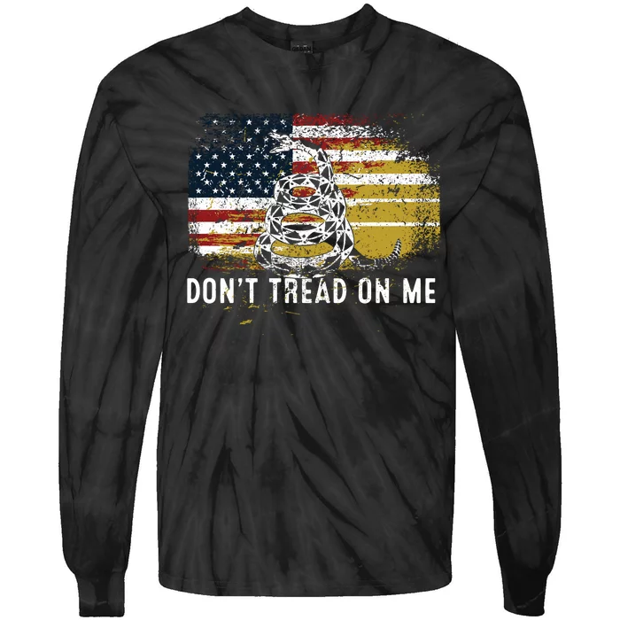 Dont Tread On Me USA Flag Rights Fight Tie-Dye Long Sleeve Shirt