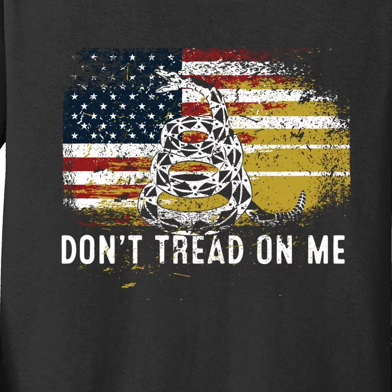 Dont Tread On Me USA Flag Rights Fight Kids Long Sleeve Shirt