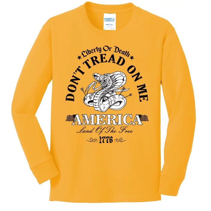 Dont Tread On Me Land Of The Free Liberty Or Death Kids Long Sleeve Shirt