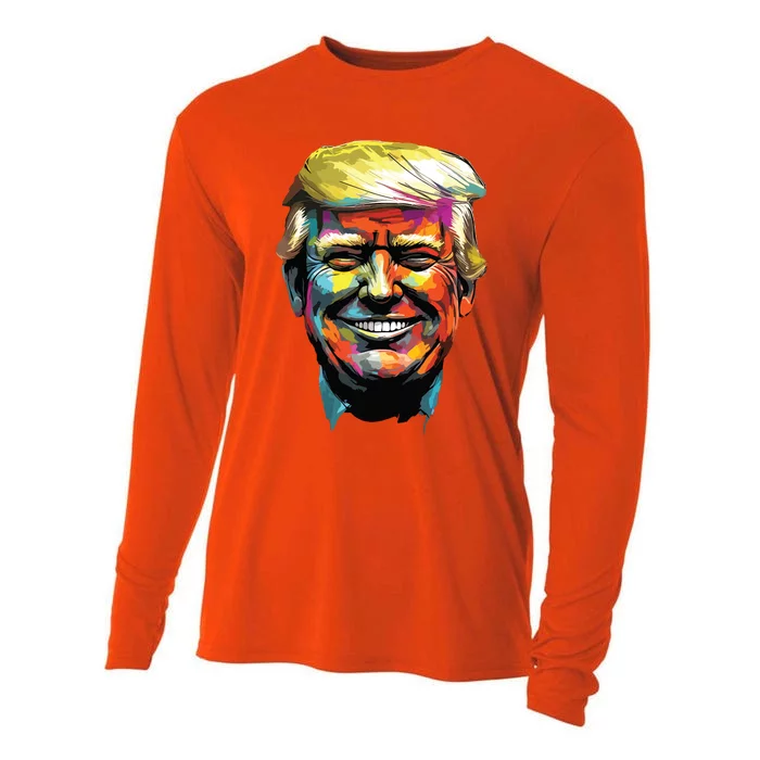 Donald Trump Oil Painting Style Donald J Trump Smiling Cooling Performance Long Sleeve Crew