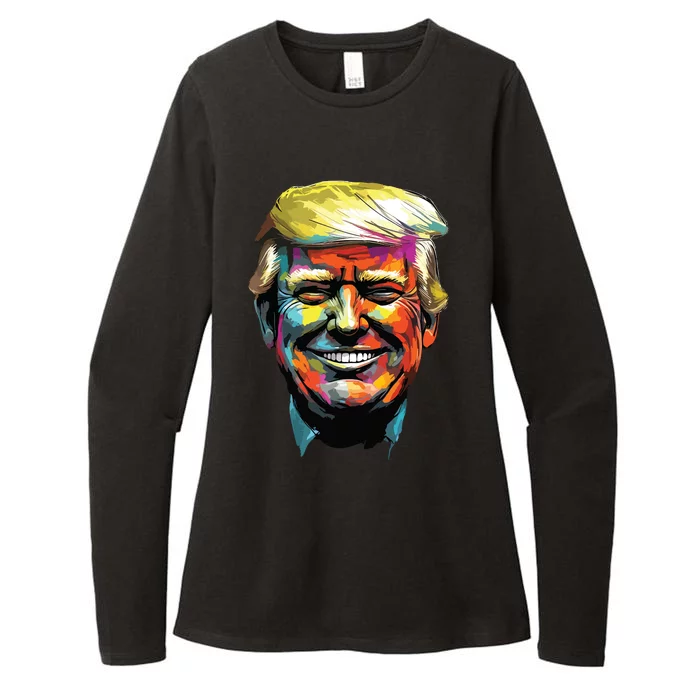 Donald Trump Oil Painting Style Donald J Trump Smiling Womens CVC Long Sleeve Shirt