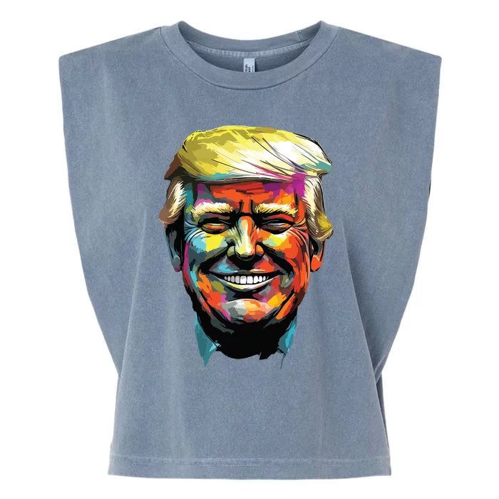 Donald Trump Oil Painting Style Donald J Trump Smiling Garment-Dyed Women's Muscle Tee