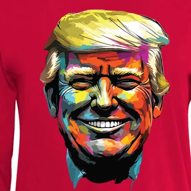 Donald Trump Oil Painting Style Donald J Trump Smiling Womens Cotton Relaxed Long Sleeve T-Shirt