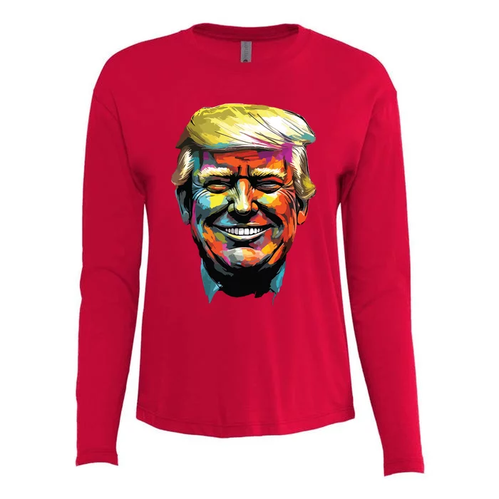 Donald Trump Oil Painting Style Donald J Trump Smiling Womens Cotton Relaxed Long Sleeve T-Shirt