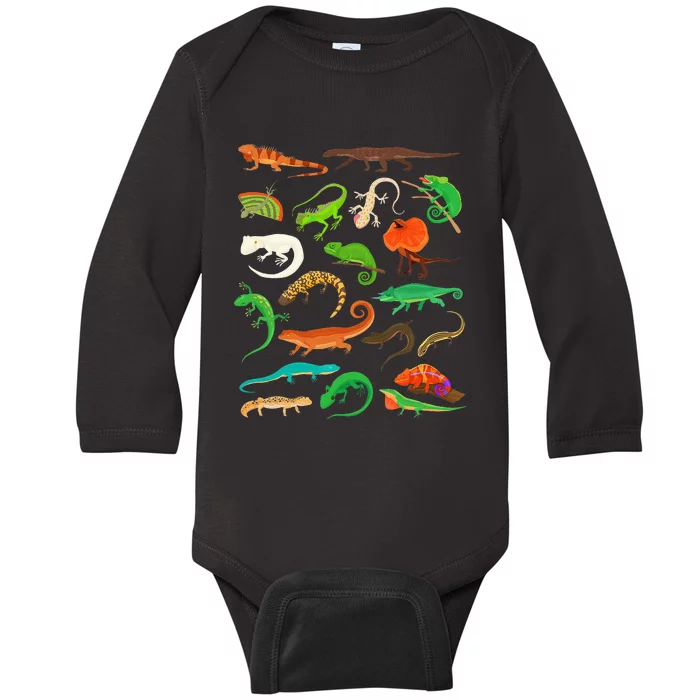 Different Types Of Lizards Educational Lizard Baby Long Sleeve Bodysuit