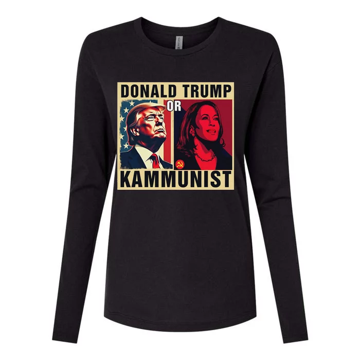 Donald Trump Or Kammunist 2024 President Election Womens Cotton Relaxed Long Sleeve T-Shirt