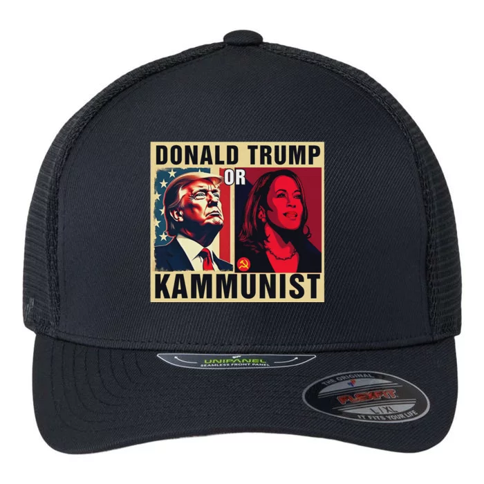 Donald Trump Or Kammunist 2024 President Election Flexfit Unipanel Trucker Cap