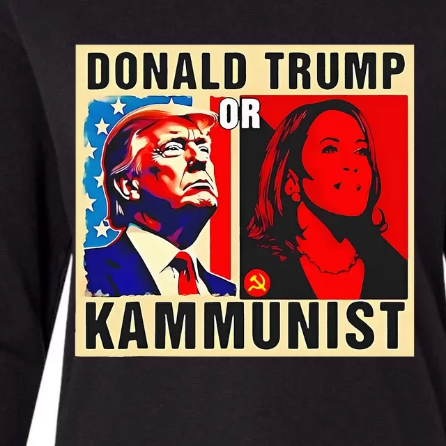 Donald Trump Or Kammunist 2024 President Election Kamala Womens Cotton Relaxed Long Sleeve T-Shirt