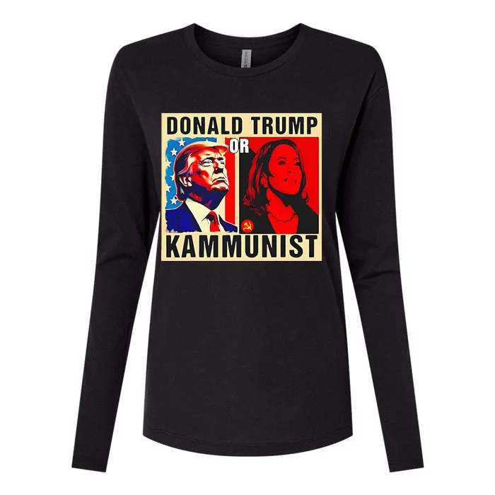 Donald Trump Or Kammunist 2024 President Election Kamala Womens Cotton Relaxed Long Sleeve T-Shirt