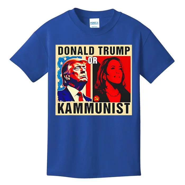 Donald Trump Or Kammunist 2024 President Election Kamala Kids T-Shirt