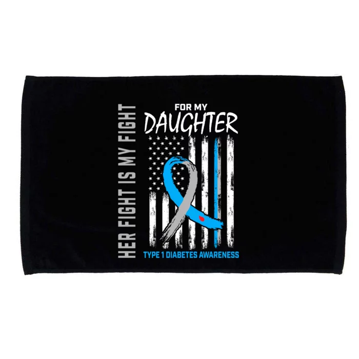 Daughter Type One Diabetes Awareness Ribbon American Flag Cute Gift Microfiber Hand Towel