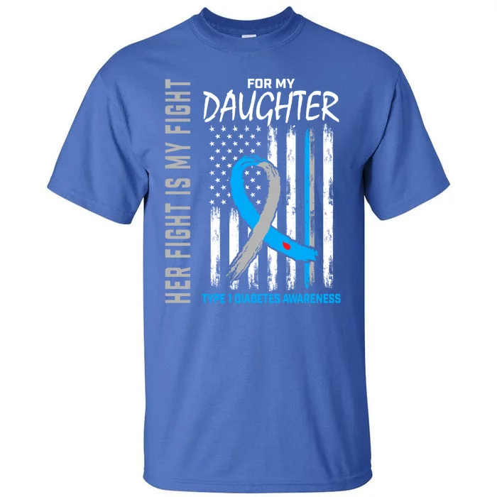 Daughter Type One Diabetes Awareness Ribbon American Flag Cute Gift Tall T-Shirt