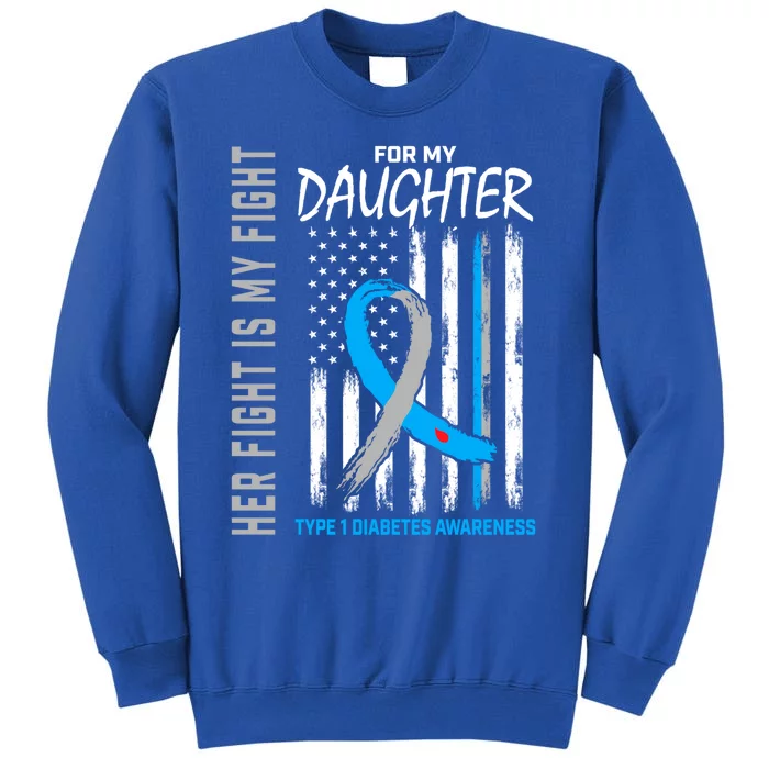 Daughter Type One Diabetes Awareness Ribbon American Flag Cute Gift Tall Sweatshirt