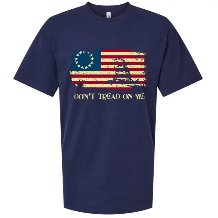 DONT TREAD ON ME Vintage USA American Flag Distressed Sueded Cloud Jersey T-Shirt