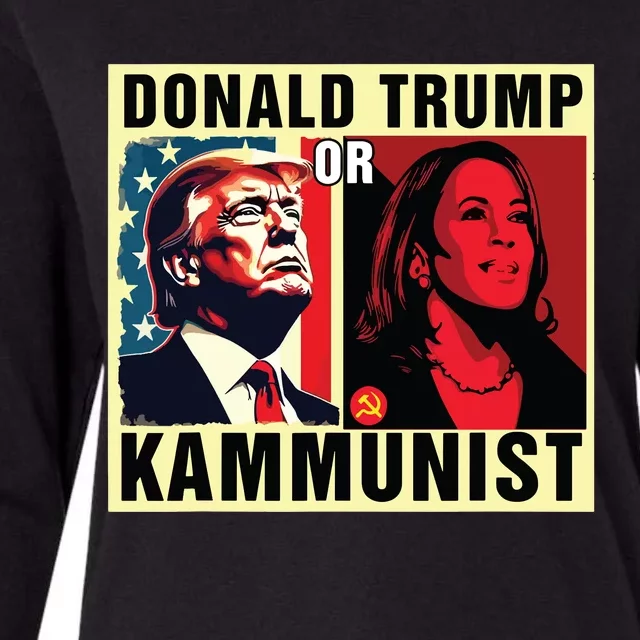 Donald Trump Or Kammunist 2024 President Election Womens Cotton Relaxed Long Sleeve T-Shirt