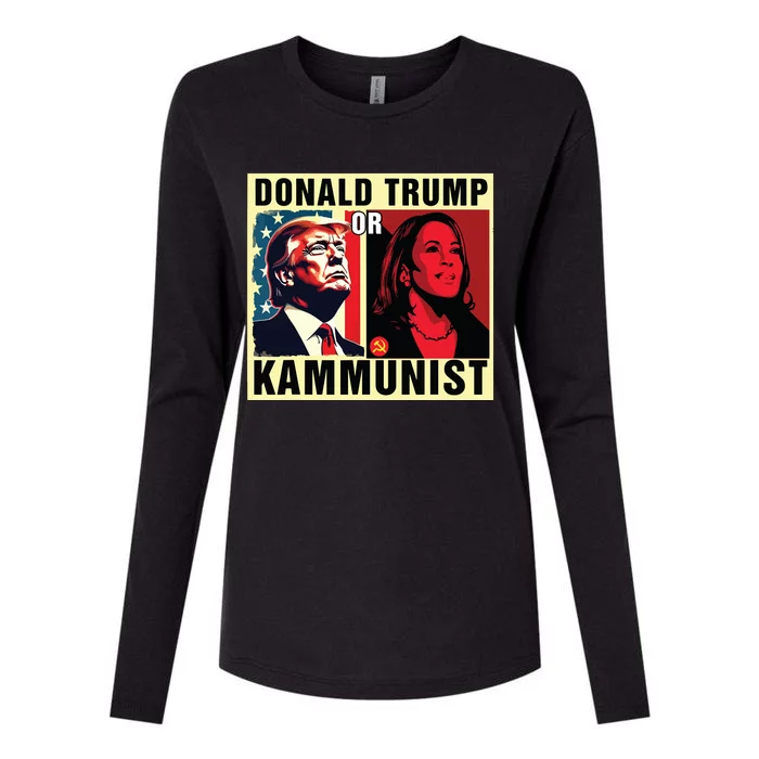 Donald Trump Or Kammunist 2024 President Election Womens Cotton Relaxed Long Sleeve T-Shirt