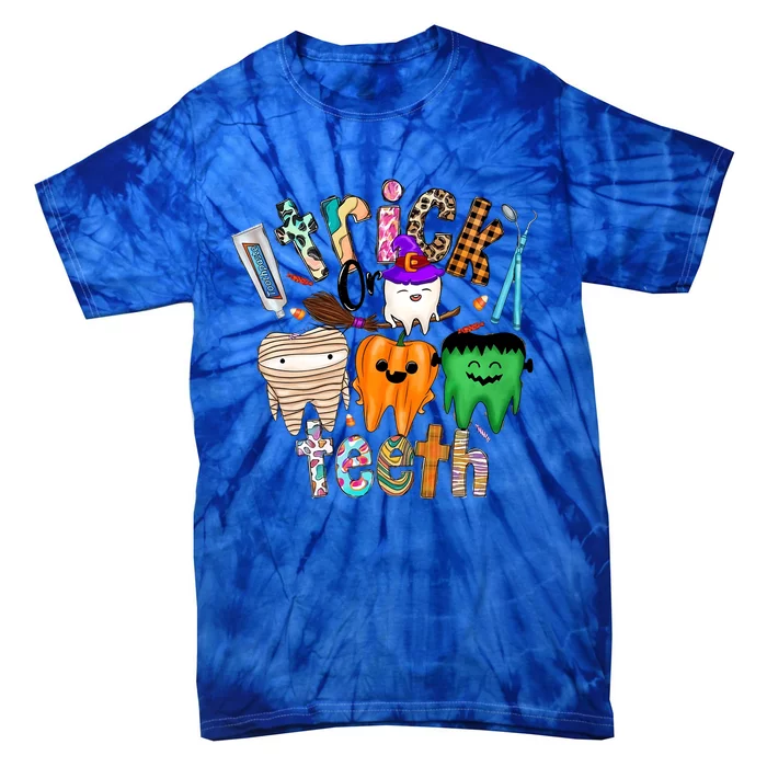 Dentist Trick Or Teeth Halloween Monster Dental Life Western Gift Tie-Dye T-Shirt