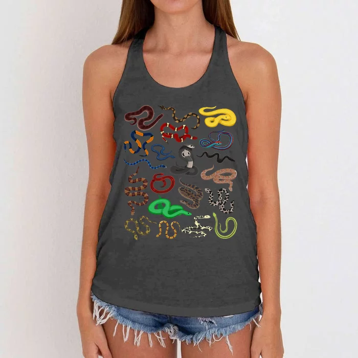 Different Types of Snakes Snake funny Women's Knotted Racerback Tank