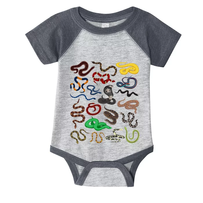 Different Types of Snakes Snake funny Infant Baby Jersey Bodysuit