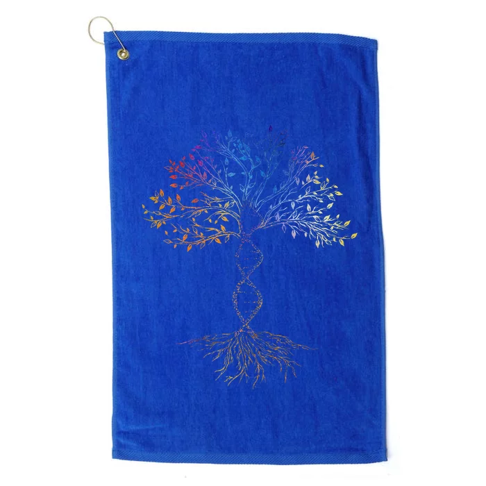 DNA Tree Of Life Science Earth Day Genetics Biologist Platinum Collection Golf Towel