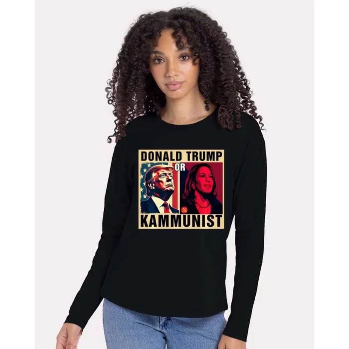 Donald Trump Or Kammunist 2024 President Election Womens Cotton Relaxed Long Sleeve T-Shirt