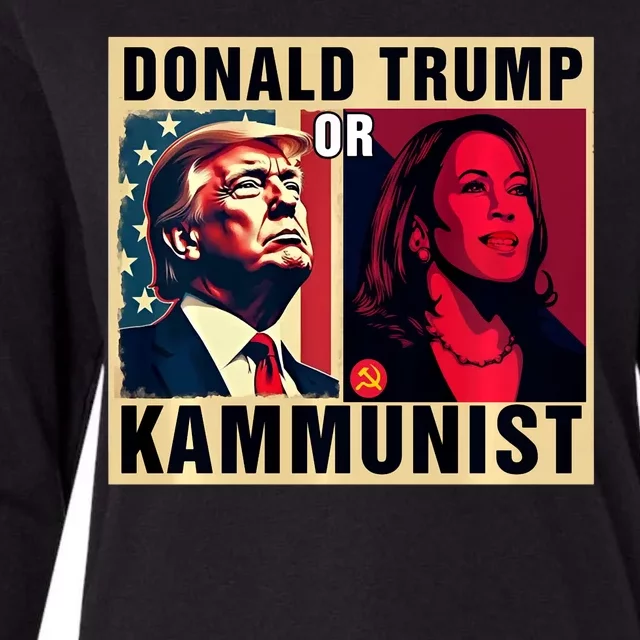 Donald Trump Or Kammunist 2024 President Election Womens Cotton Relaxed Long Sleeve T-Shirt