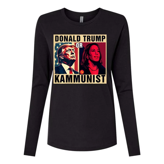 Donald Trump Or Kammunist 2024 President Election Womens Cotton Relaxed Long Sleeve T-Shirt