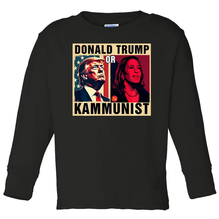 Donald Trump Or Kammunist 2024 President Election Toddler Long Sleeve Shirt