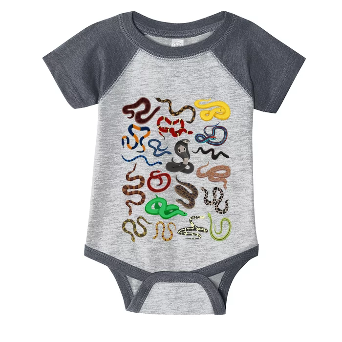 Different Types of Snakes Snake Collage Infant Baby Jersey Bodysuit