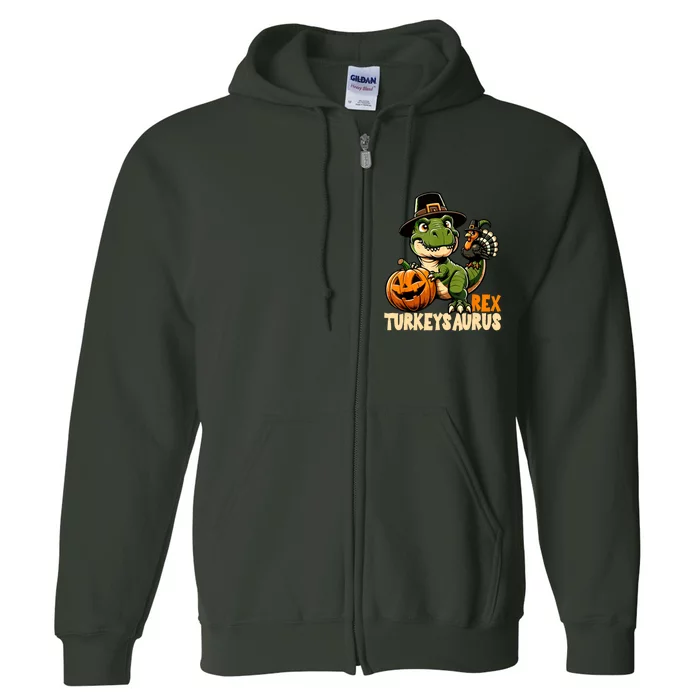 Dinosaur Thanksgiving Outfit Fall Kids Turkey Full Zip Hoodie