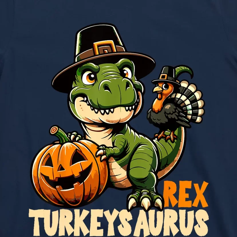 Dinosaur Thanksgiving Outfit Fall Kids Turkey T-Shirt