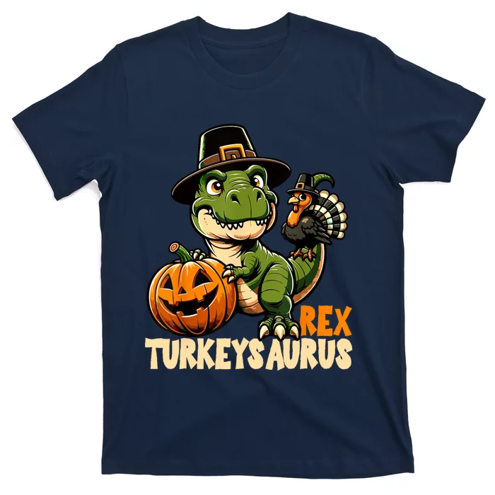 Dinosaur Thanksgiving Outfit Fall Kids Turkey T-Shirt