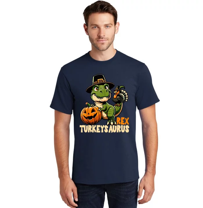 Dinosaur Thanksgiving Outfit Fall Kids Turkey Tall T-Shirt