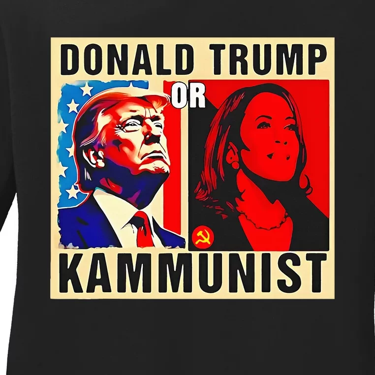 Donald Trump Or Kammunist 2024 President Ladies Long Sleeve Shirt