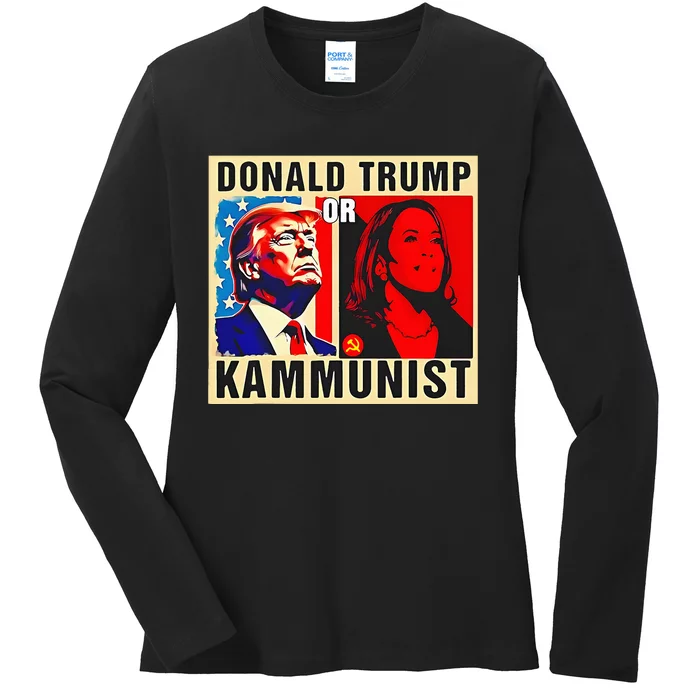 Donald Trump Or Kammunist 2024 President Ladies Long Sleeve Shirt