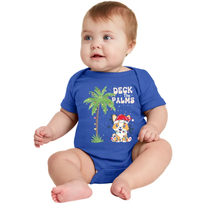 Deck The Palms Cute Cats Tropical Christmas Lights Palm Tree Gift Baby Bodysuit