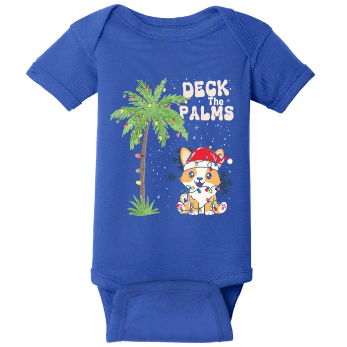 Deck The Palms Cute Cats Tropical Christmas Lights Palm Tree Gift Baby Bodysuit