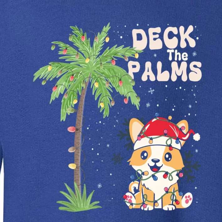 Deck The Palms Cute Cats Tropical Christmas Lights Palm Tree Gift Toddler Sweatshirt