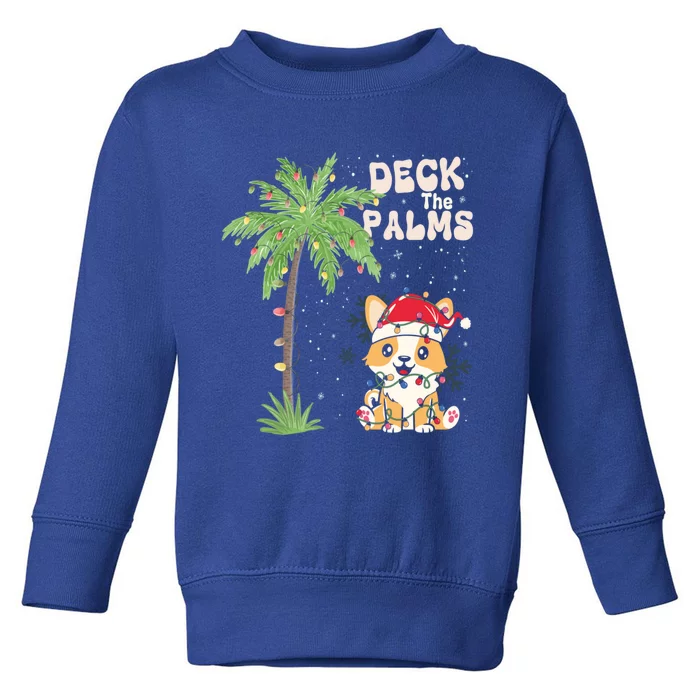 Deck The Palms Cute Cats Tropical Christmas Lights Palm Tree Gift Toddler Sweatshirt