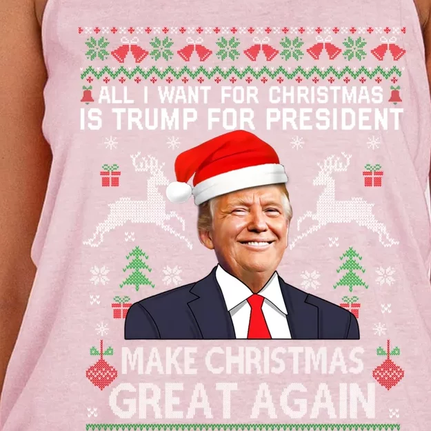 Donald Trump President Make Christmas Great Again Xmas Ugly Gift Women's Knotted Racerback Tank