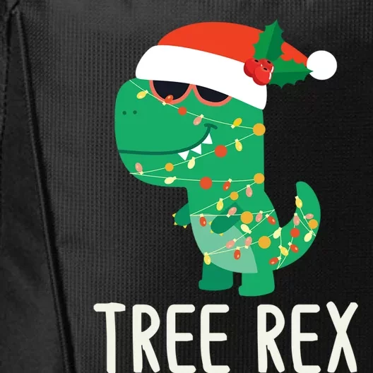 Dinosaur Trex Pajamas Ugly Christmas Lights Tree Rex Gift City Backpack