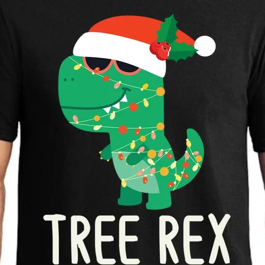 Dinosaur Trex Pajamas Ugly Christmas Lights Tree Rex Gift Pajama Set